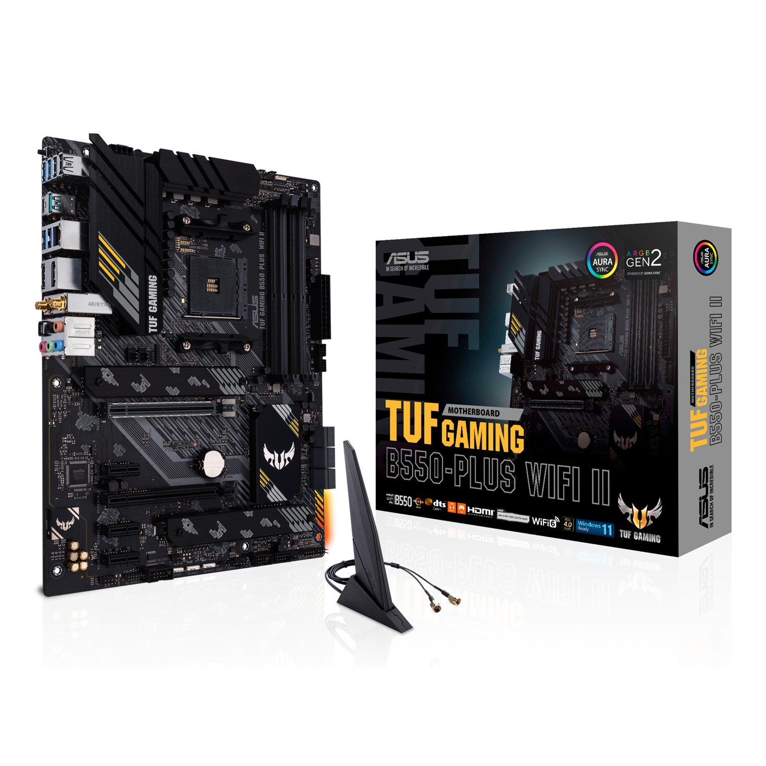 ASUS TUF GAMING B550-PLUS WIFI II, AMD, Sockel AM4, AMD Ryzen 3000 Series, Sockel AM4, DDR4-SDRAM, 128 GB