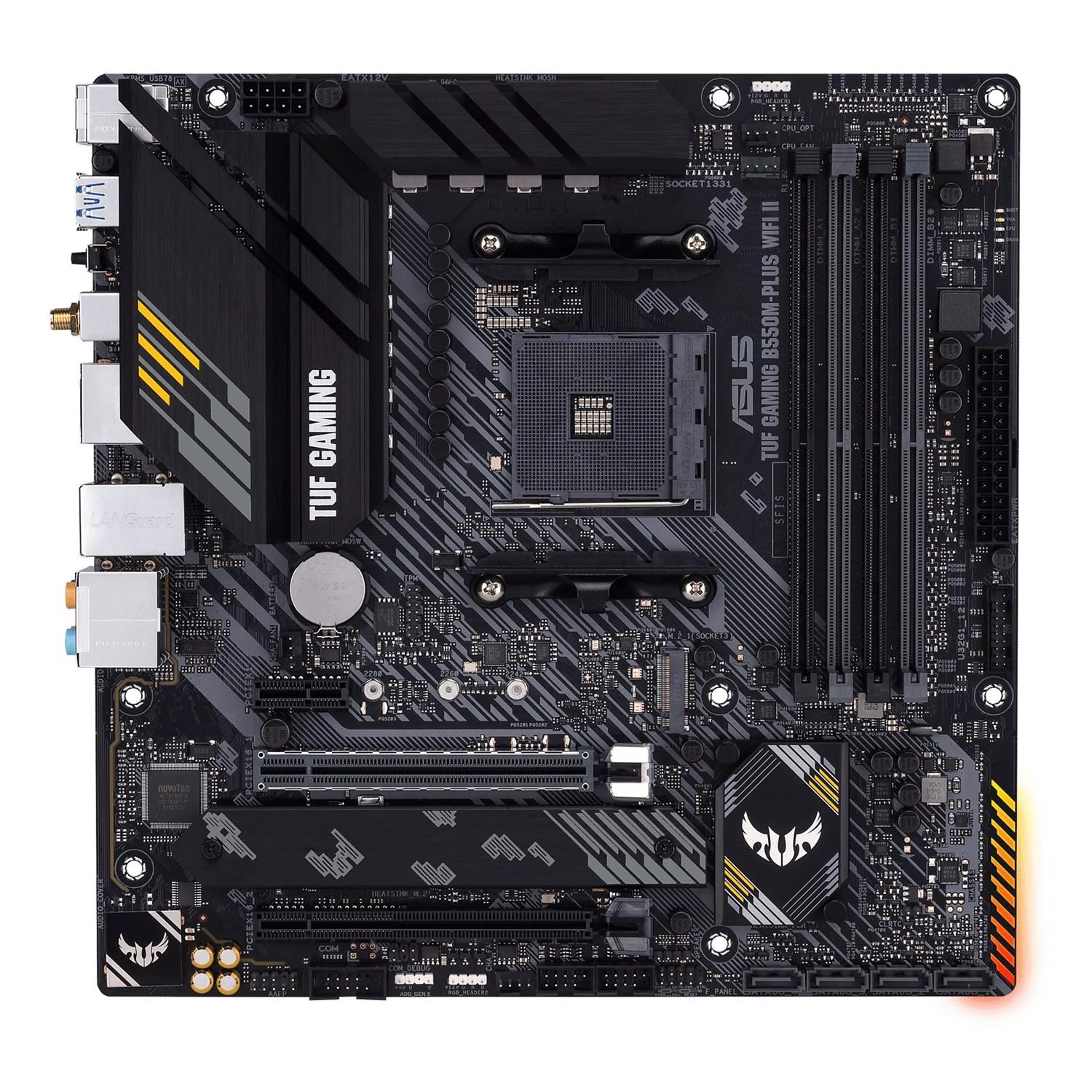Zweites Bild vonASUS TUF GAMING B550M-PLUS WIFI II, AMD, Sockel AM4, AMD Ryzen 3000 Series, AMD Ryzen 5000 Series, Sockel AM4, DDR4-SDRAM, 128 GB