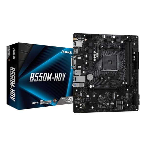 ASRock B550M-HDV, AMD, Sockel AM4, AMD Ryzen 3000 Series, DDR4-SDRAM, 64 GB, DIMM