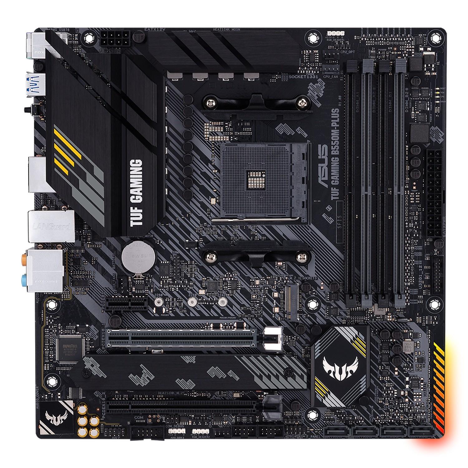 ASUS TUF GAMING B550M PLUS, AMD, Sockel AM4, AMD Ryzen 3000 Series, DDR4-SDRAM, 128 GB, DIMM