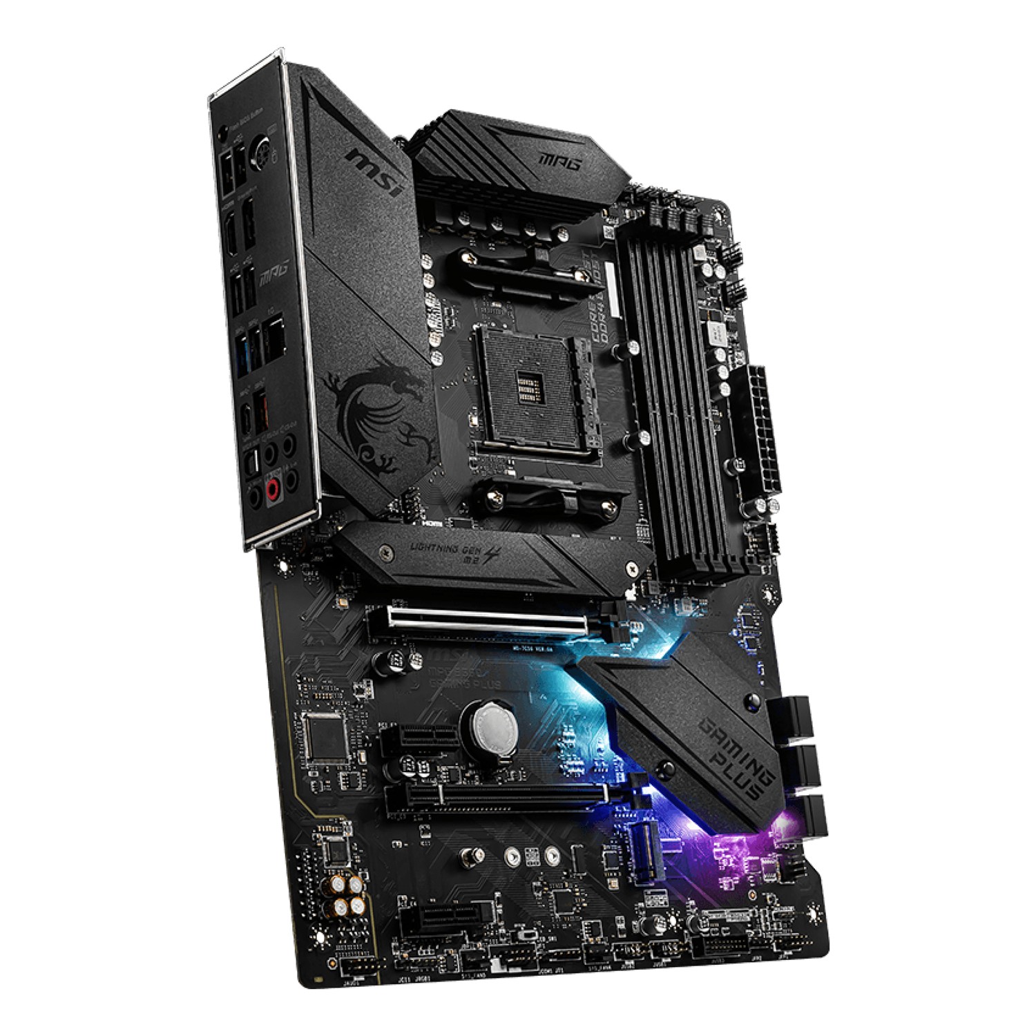 Zweites Bild vonMSI MPG B550 Gaming Plus, AMD, Sockel AM4, AMD Ryzen 3000 Series, DDR4-SDRAM, 128 GB, DIMM