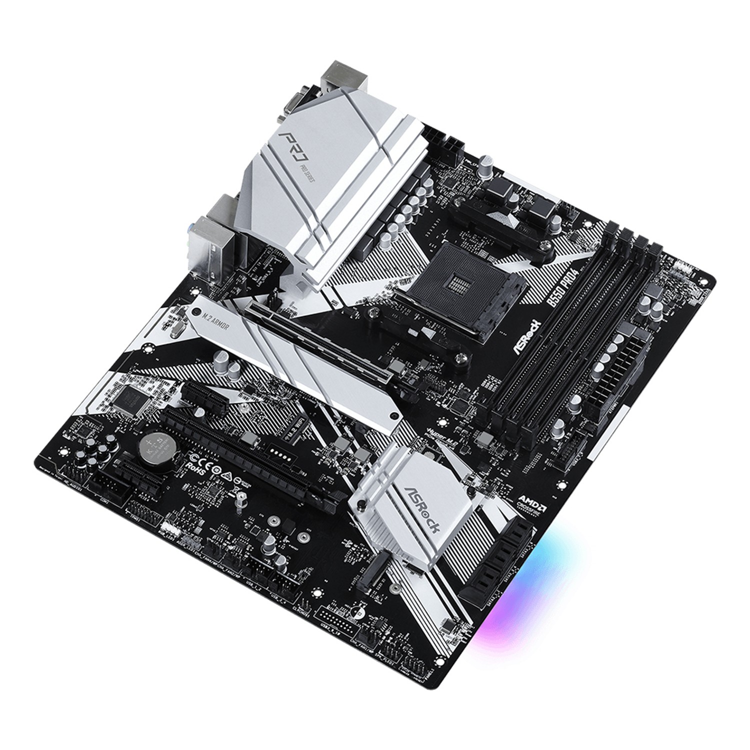 Zweites Bild vonASRock B550 Pro4, AMD, Sockel AM4, AMD Ryzen 3000 Series, Sockel AM4, DDR4-SDRAM, 128 GB