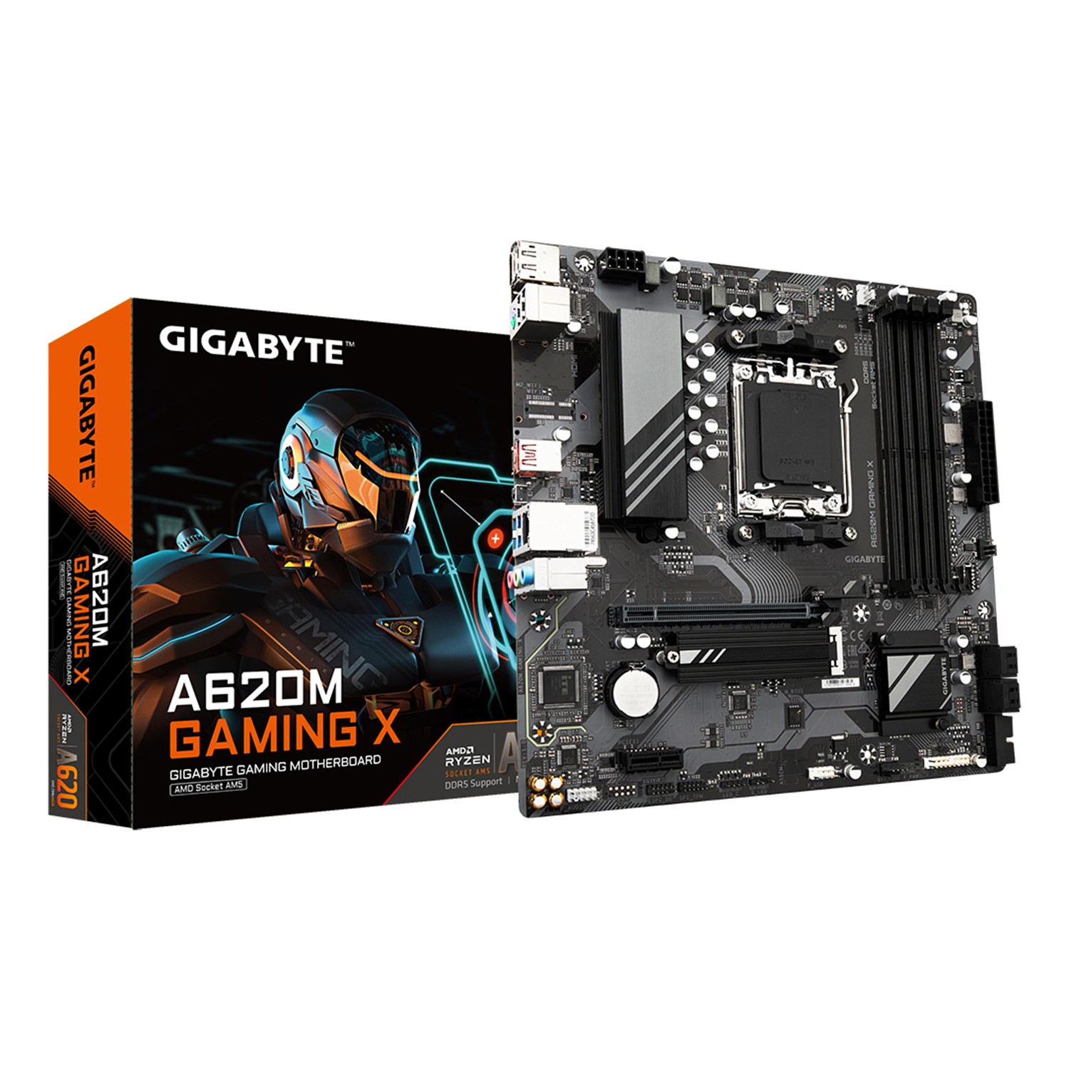 Gigabyte A620M GAMING X Motherboard - Unterstützt AMD Ryzen 8000 CPUs, 8+2+1 Phasen Digital VRM, bis zu 8000MHz DDR5 (OC), 1xPCIe 4.0 M.2, GbE LAN, USB 3.2 Gen 2, AMD, Sockel AM5, AMD Ryzen 7000 Series, Sockel AM5, 192 GB, DDR5-SDRAM