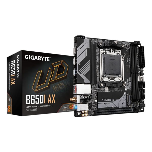 Gigabyte B650I AX Mainboard - AMD Ryzen 9000er-Serie, 5+2+1 Phasen VRM, bis zu 6400 MHz DDR5 (OC), 1xPCIe 4.0 M.2, 2,5 GbE LAN, WIFI 6E, USB 3.2 Gen 2, AMD, Sockel AM5, AMD Ryzen 7000 Series, AMD Ryzen 8000 Series, AMD Ryzen 9000 Series, Sockel AM5, DDR5-