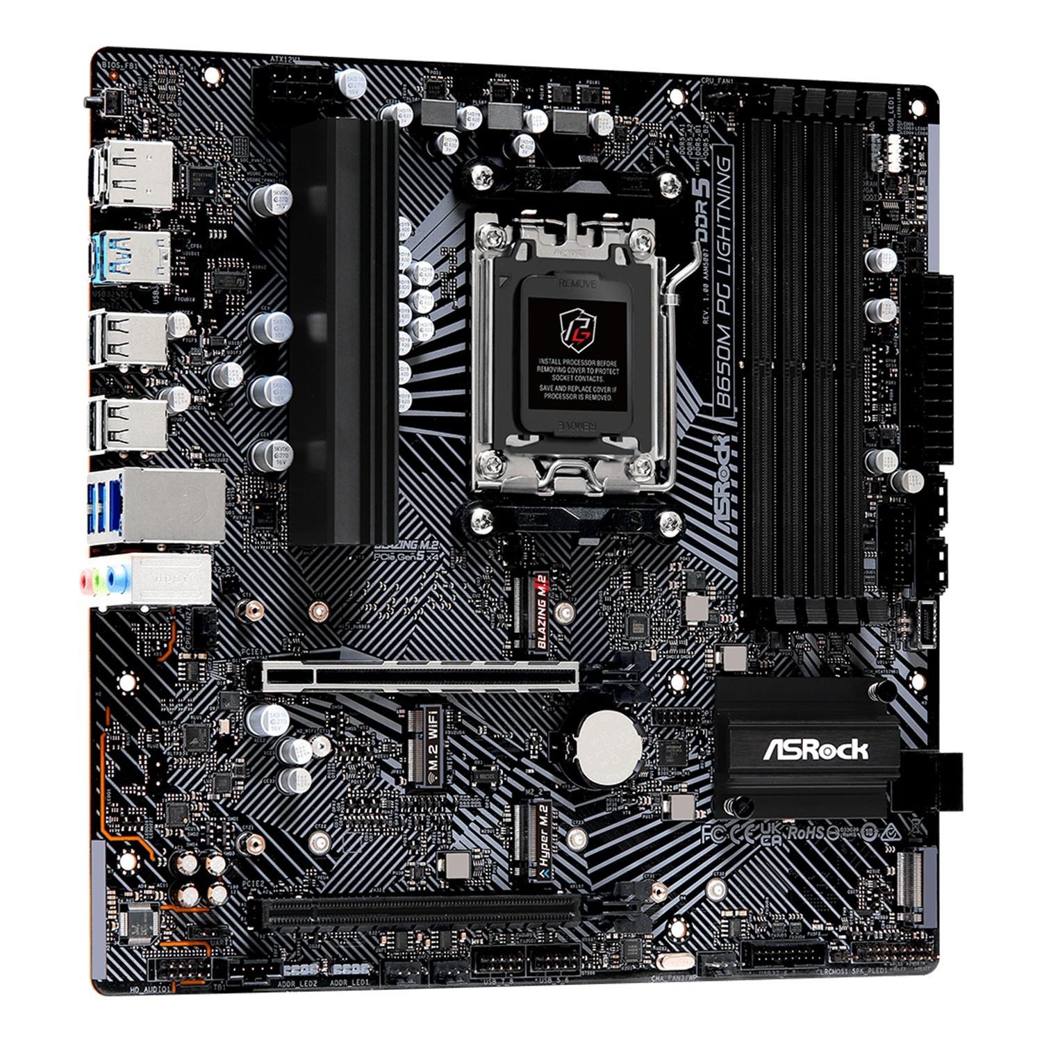 Zweites Bild vonASRock B650M PG Lightning, AMD, Sockel AM5, AMD Ryzen 7000 Series, Sockel AM5, DDR5-SDRAM, 192 GB