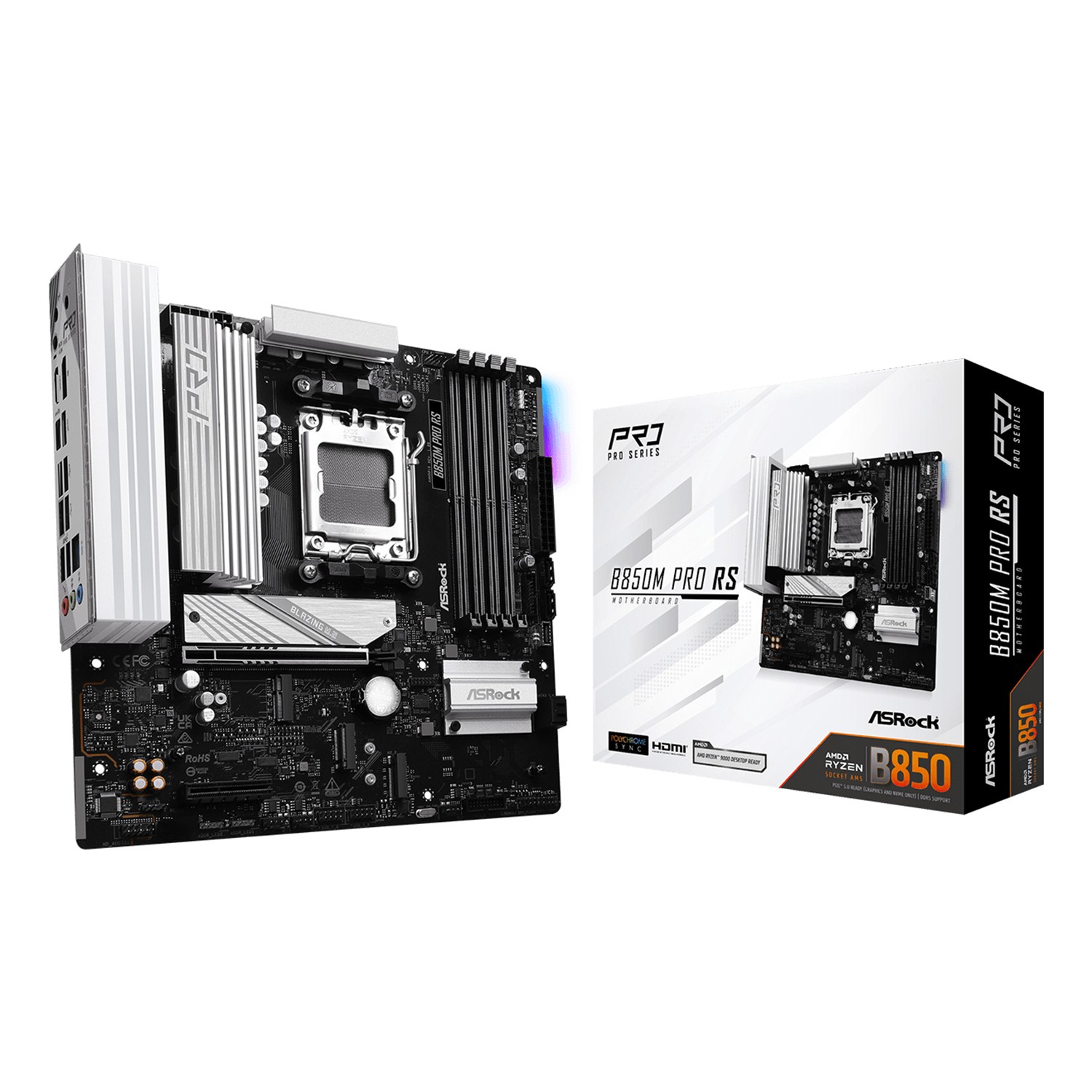ASRock B850M Pro RS, AMD, Sockel AM5, AMD Ryzen 7000 Series, AMD Ryzen 8000 Series, AMD Ryzen 9000 Series, Sockel AM5, DDR5-SDRAM, 256 GB