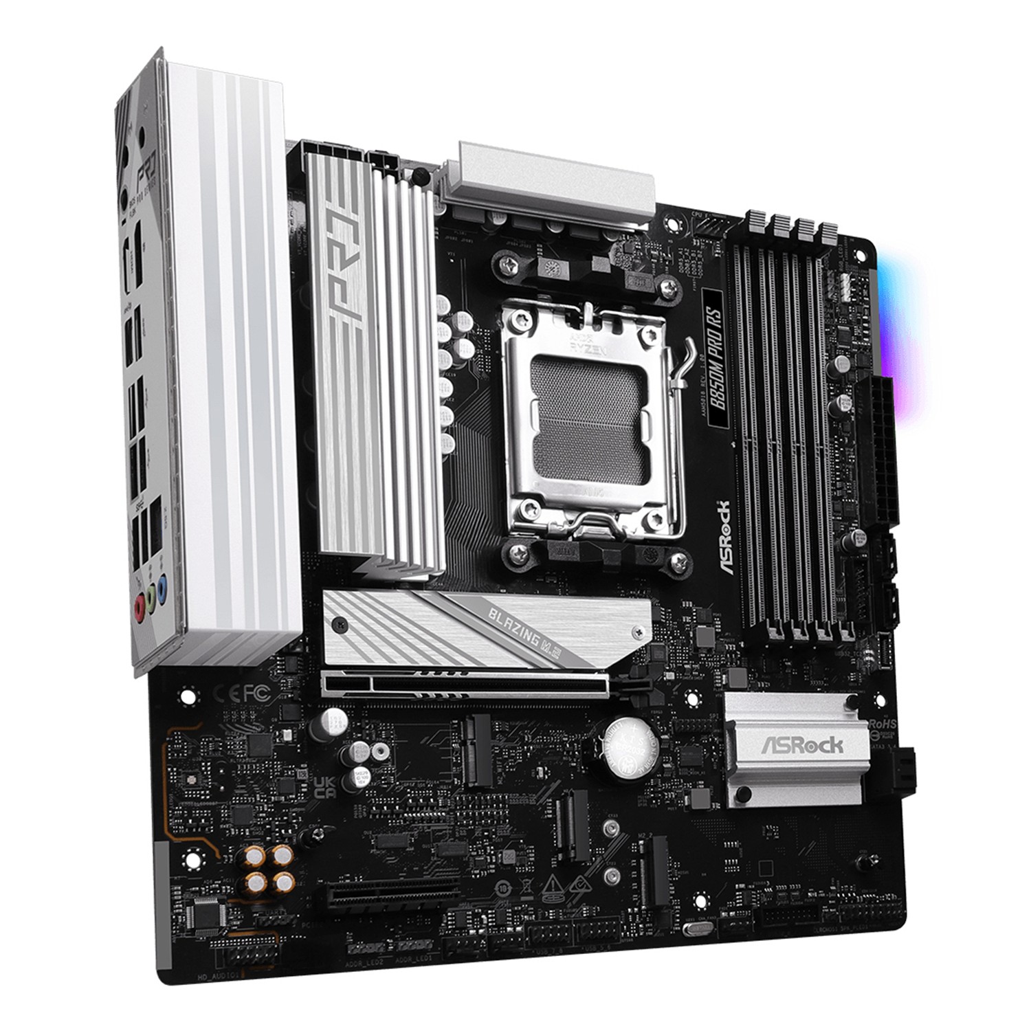 Zweites Bild vonASRock B850M Pro RS, AMD, Sockel AM5, AMD Ryzen 7000 Series, AMD Ryzen 8000 Series, AMD Ryzen 9000 Series, Sockel AM5, DDR5-SDRAM, 256 GB