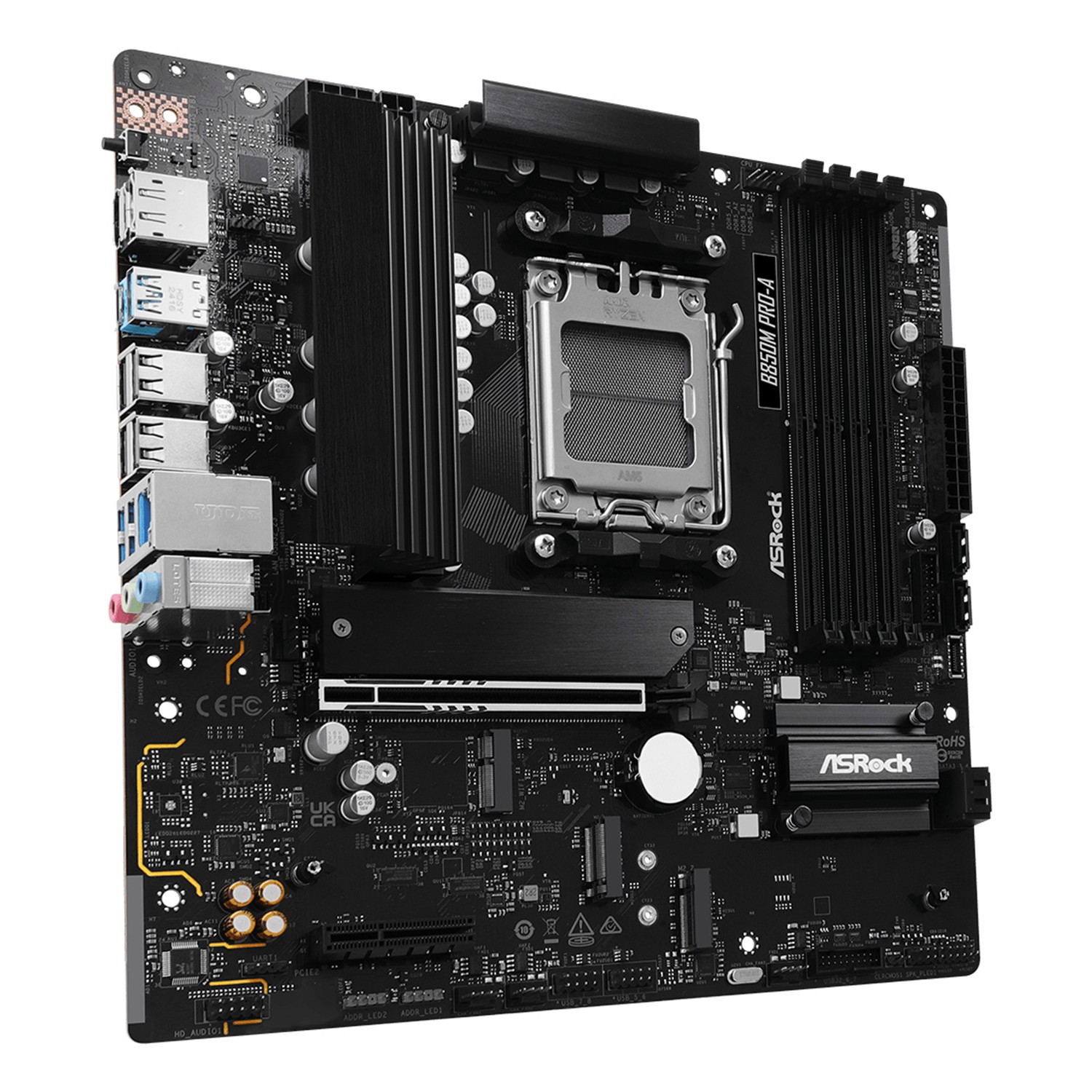 Zweites Bild vonASRock B850M Pro-A, AMD, Sockel AM5, AMD Ryzen 7000 Series, AMD Ryzen 8000 Series, AMD Ryzen 9000 Series, Sockel AM5, DDR5-SDRAM, 256 GB