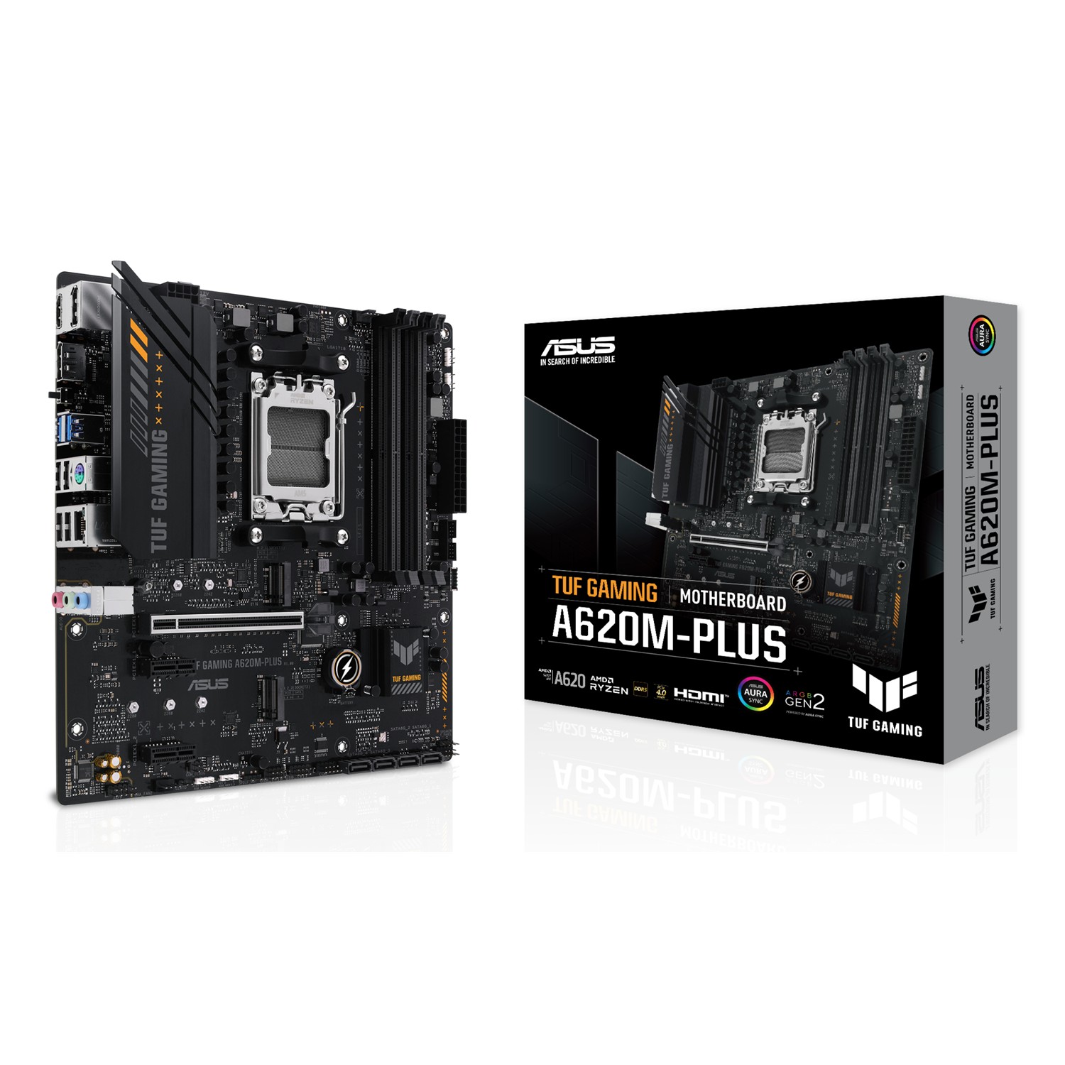 ASUS TUF GAMING A620M-PLUS, AMD, Sockel AM5, AMD Ryzen 7000 Series, Sockel AM5, DDR5-SDRAM, 128 GB