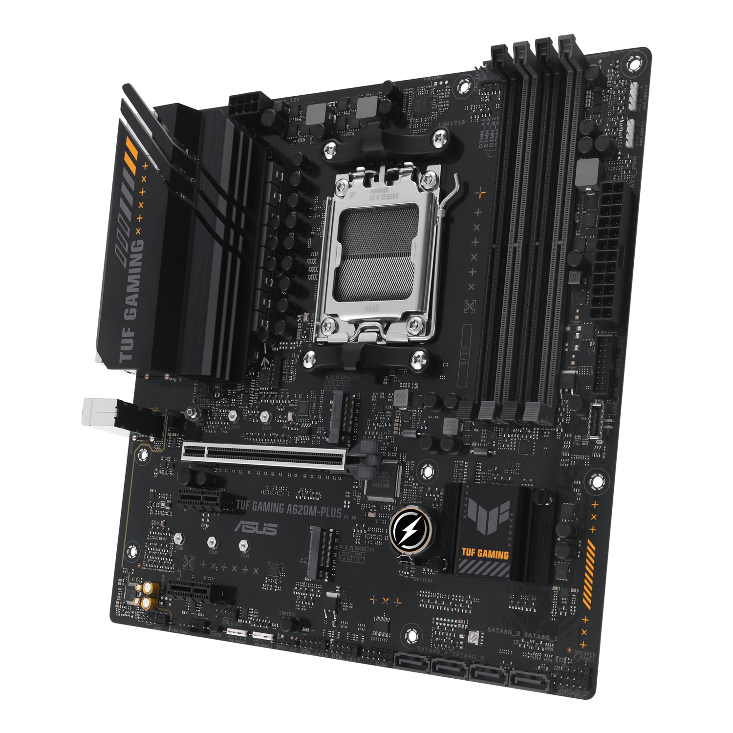 Zweites Bild vonASUS TUF GAMING A620M-PLUS, AMD, Sockel AM5, AMD Ryzen 7000 Series, Sockel AM5, DDR5-SDRAM, 128 GB