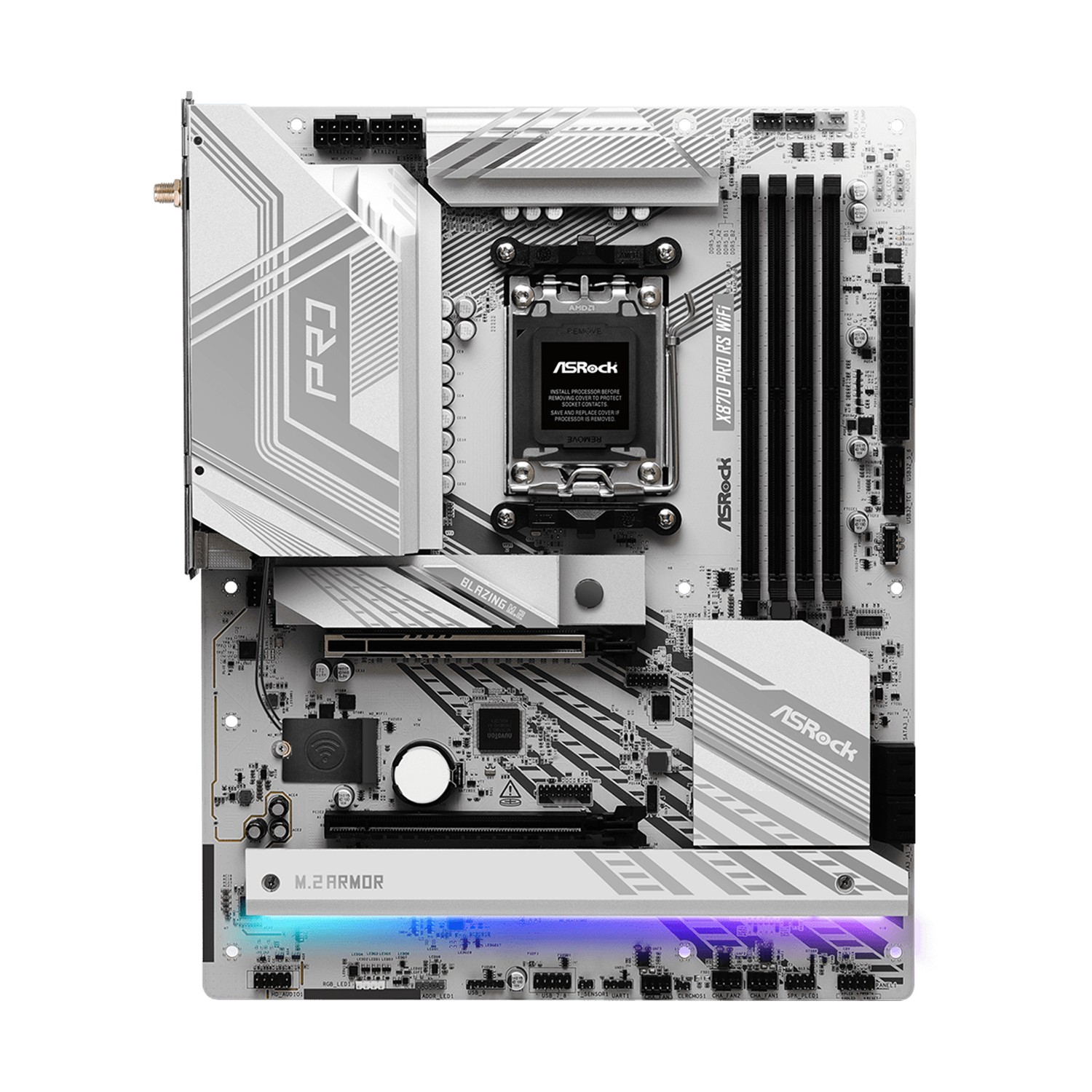 Zweites Bild vonASRock X870 Pro RS WiFi, AMD, Sockel AM5, AMD Ryzen 7000 Series, AMD Ryzen 8000 Series, AMD Ryzen 9000 Series, DDR5-SDRAM, 256 GB, DIMM