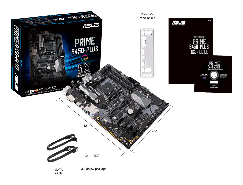 Zweites Bild vonASUS PRIME B450-PLUS, AMD, Sockel AM4, AMD Athlon, AMD Ryzen 2000 Series, AMD Ryzen 3000 Series, DDR4-SDRAM, 64 GB, DIMM