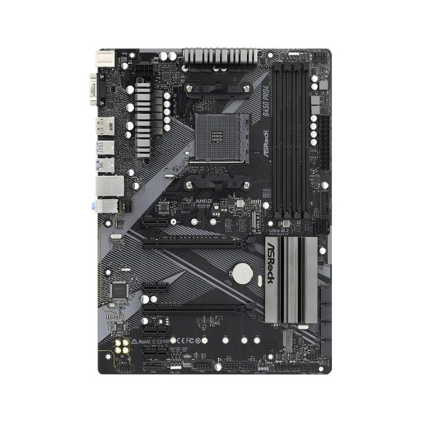 Zweites Bild vonASRock B450 Pro4 R2.0, AMD, Sockel AM4, AMD Athlon, AMD Ryzen 3000 Series, AMD Ryzen 5000 Series, DDR4-SDRAM, 128 GB, DIMM