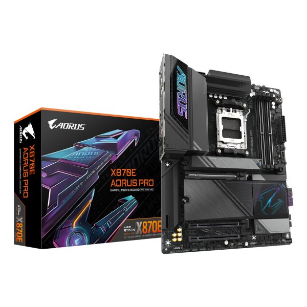 Gigabyte X870E AORUS PRO Mainboard - Unterstützt AMD Ryzen 9000 CPUs, 16+2+2 Phasen digitales VRM, bis zu 8000MHz DDR5 (OC), 3xPCIe 5.0 + 1xPCIe 4.0, Wi-Fi 7, 2.5GbE LAN, USB 4, AMD, Sockel AM5, AMD Ryzen 7000 Series, AMD Ryzen 8000 Series, AMD Ryzen 9000