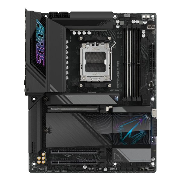 Zweites Bild vonGigabyte X870E AORUS PRO Mainboard - Unterstützt AMD Ryzen 9000 CPUs, 16+2+2 Phasen digitales VRM, bis zu 8000MHz DDR5 (OC), 3xPCIe 5.0 + 1xPCIe 4.0, Wi-Fi 7, 2.5GbE LAN, USB 4, AMD, Sockel AM5, AMD Ryzen 7000 Series, AMD Ryzen 8000 Series, AMD Ryzen 9000