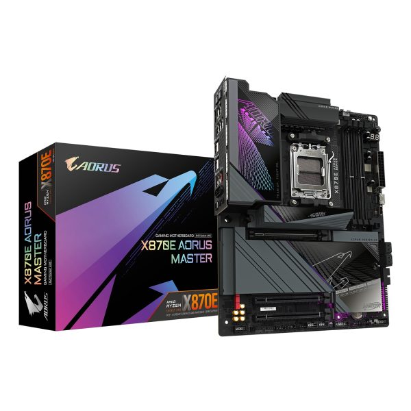 Gigabyte X870E AORUS MASTER Mainboard - Unterstützt AMD Ryzen 9000 CPUs, 16+2+2 Phasen digitales VRM, bis zu 8600MHz DDR5 (OC), 3xPCIe 5.0 + 1xPCIe 4.0, Wi-Fi 7, 5GbE LAN, USB 4, AMD, Sockel AM5, AMD Ryzen 7000 Series, AMD Ryzen 8000 Series, AMD Ryzen 900