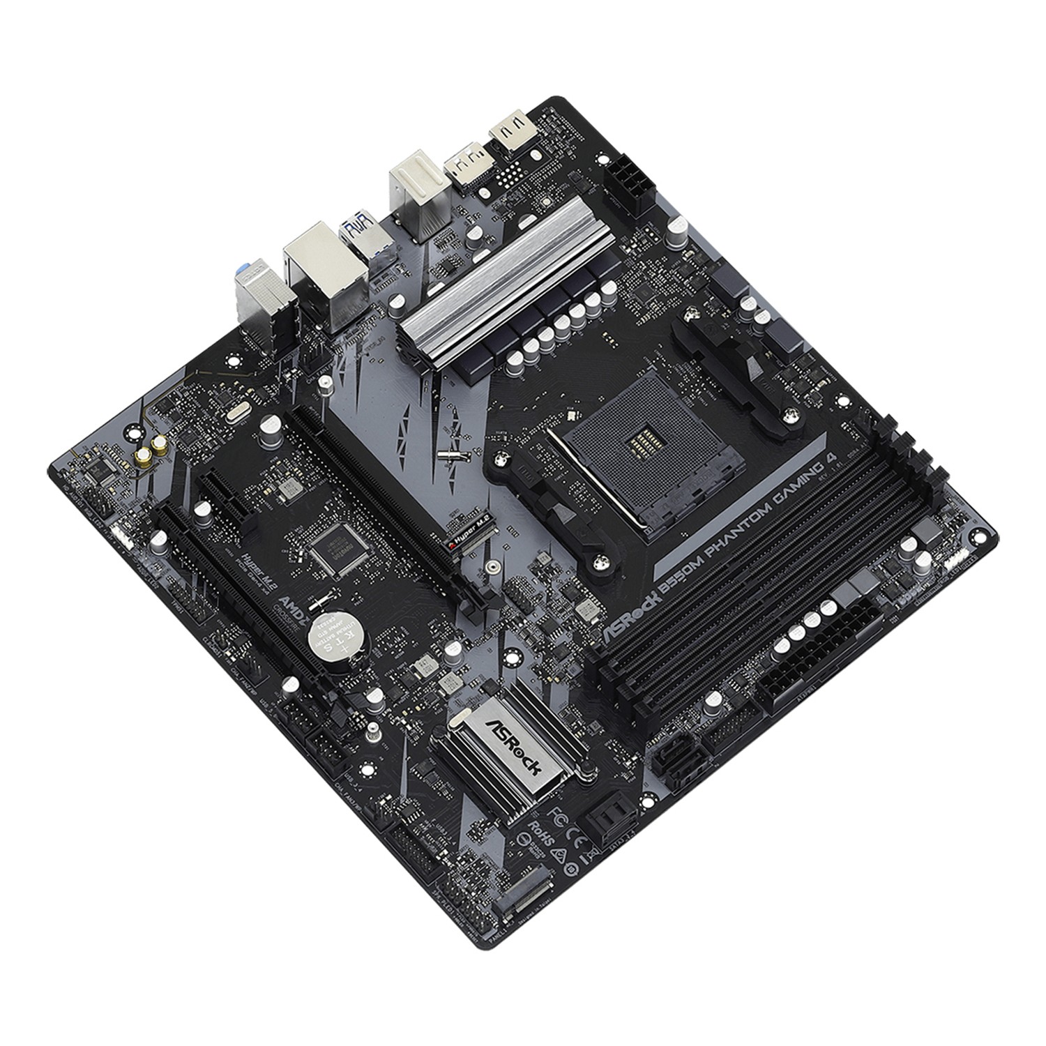 Zweites Bild vonASRock B550M Phantom Gaming 4, AMD, Sockel AM4, AMD Ryzen 3000 Series, DDR4-SDRAM, 128 GB, DIMM