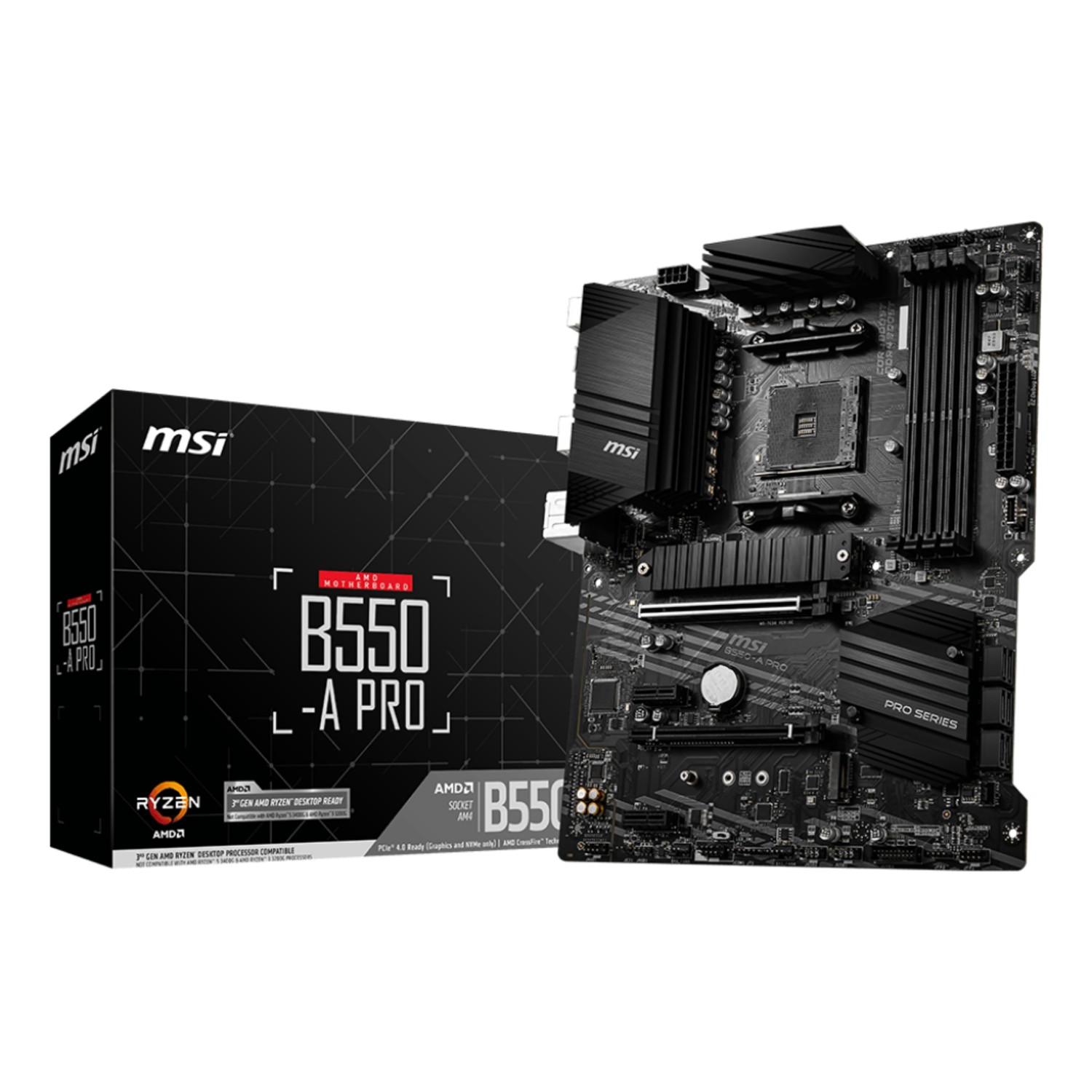 MSI B550-A PRO, AMD, Sockel AM4, AMD Ryzen 3000 Series, DDR4-SDRAM, 128 GB, DIMM