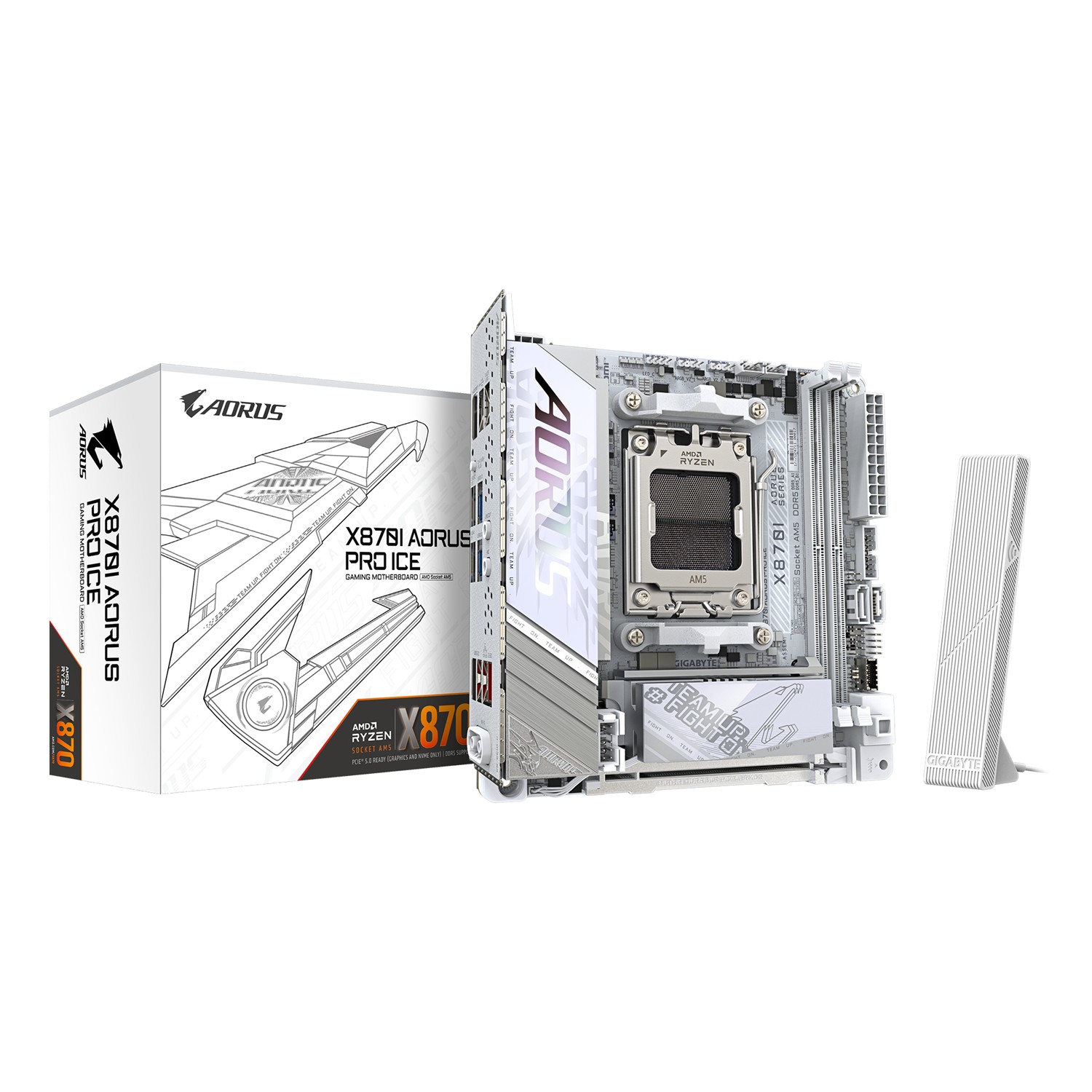 Gigabyte X870I AORUS PRO ICE Mainboard - Unterstützt AMD Ryzen 9000er-Serie CPUs, 8+2+1 Phasen VRM, bis zu 8400 MHz DDR5 (OC), 1xPCIe 5.0 M.2 + 1xPCIe 4.0 M.2, WI-FI 7, 2,5 GbE LAN, USB 4, AMD, Sockel AM5, AMD Ryzen 7000 Series, AMD Ryzen 8000 Series, AMD