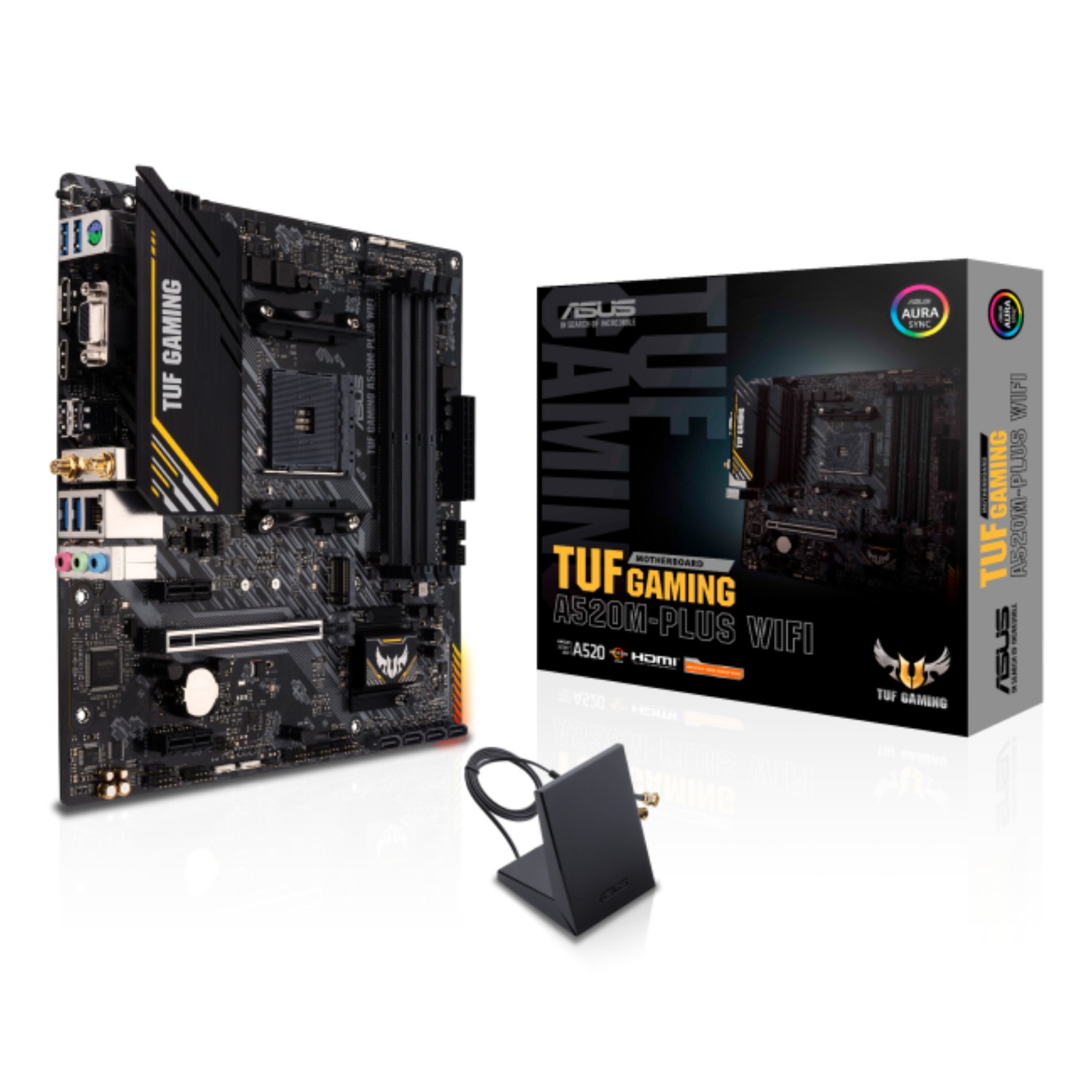ASUS TUF GAMING A520M-PLUS WIFI, AMD, Sockel AM4, AMD Ryzen 3000 Series, AMD Ryzen 5000 Series, Sockel AM4, DDR4-SDRAM, 128 GB