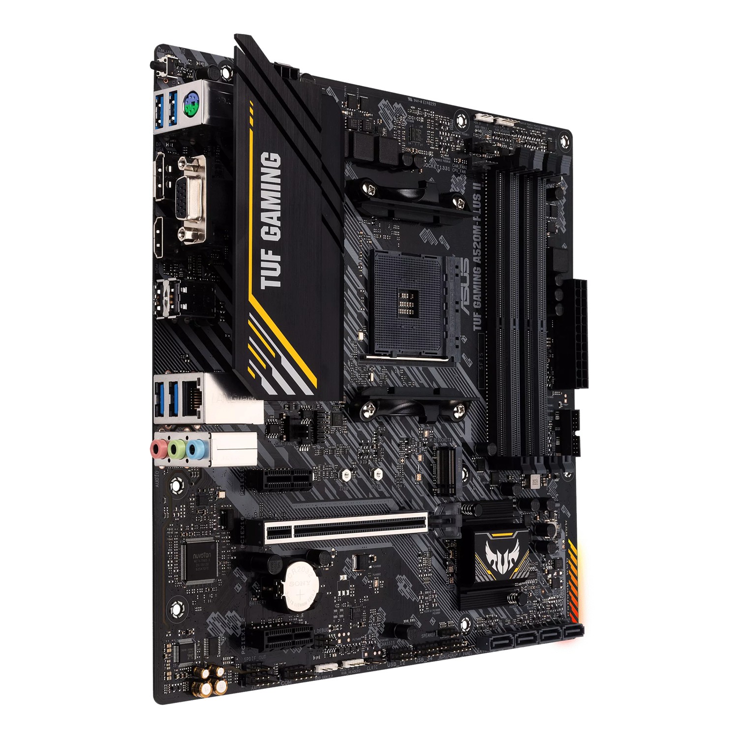 Zweites Bild vonASUS TUF GAMING A520M-PLUS II, AMD, Sockel AM4, AMD Ryzen 3000 Series, AMD Ryzen 5000 Series, Sockel AM4, DDR4-SDRAM, 128 GB