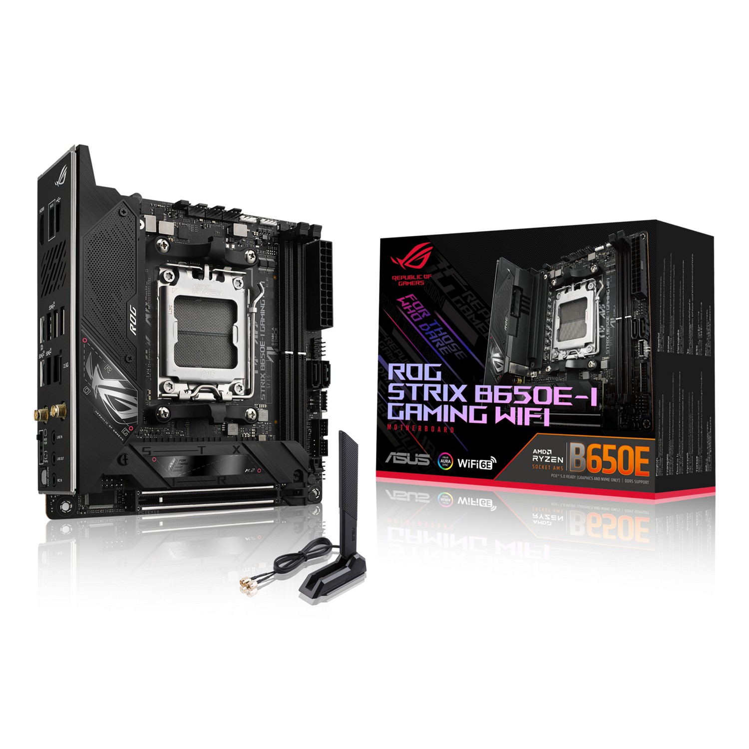 ASUS ROG STRIX B650E-I GAMING WIFI, AMD, Sockel AM5, AMD Ryzen™ 7, Sockel AM5, DDR5-SDRAM, 64 GB