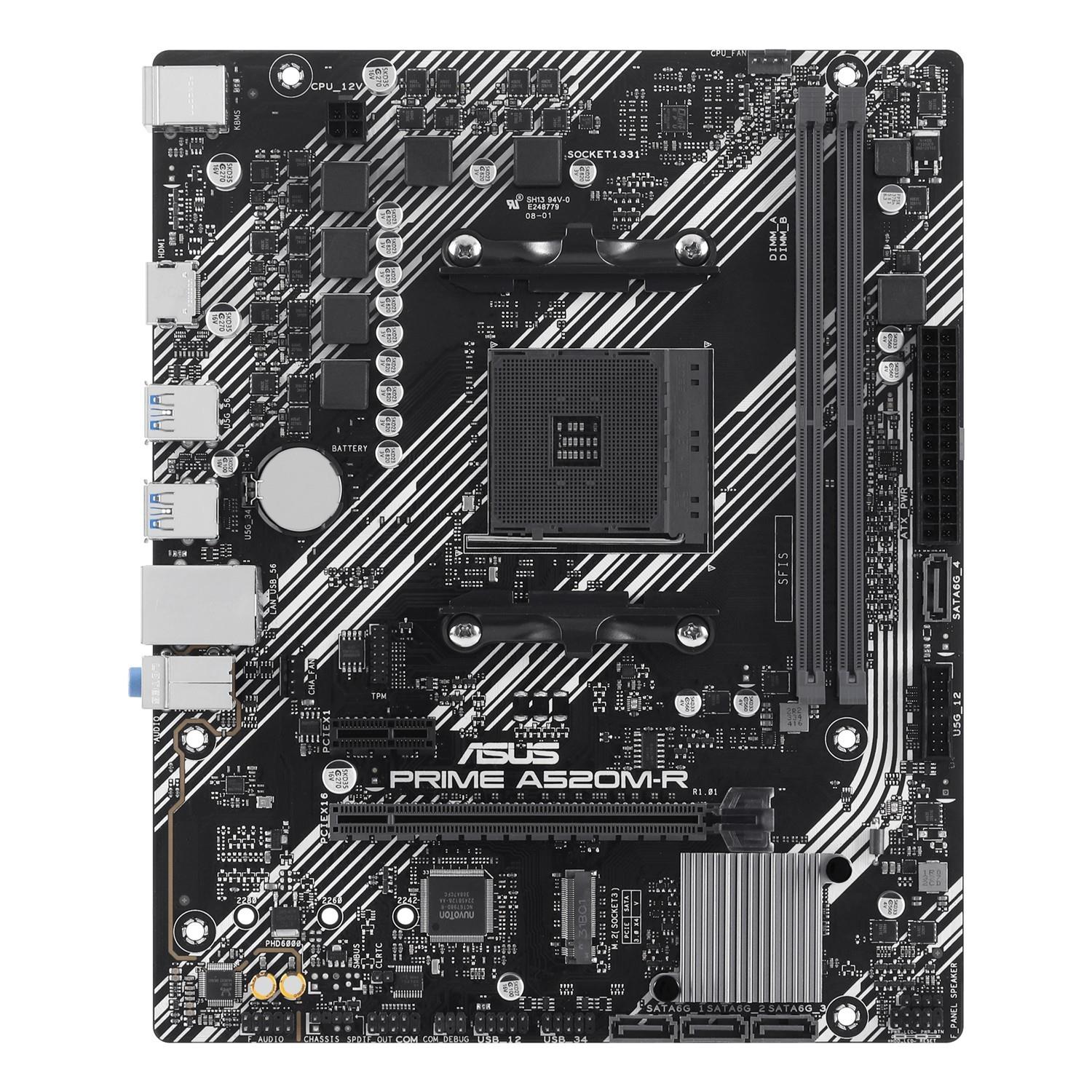 Zweites Bild vonASUS PRIME A520M-R, AMD, Sockel AM4, AMD Ryzen 3000 Series, AMD Ryzen 5000 Series, Sockel AM4, DDR5-SDRAM, 64 GB