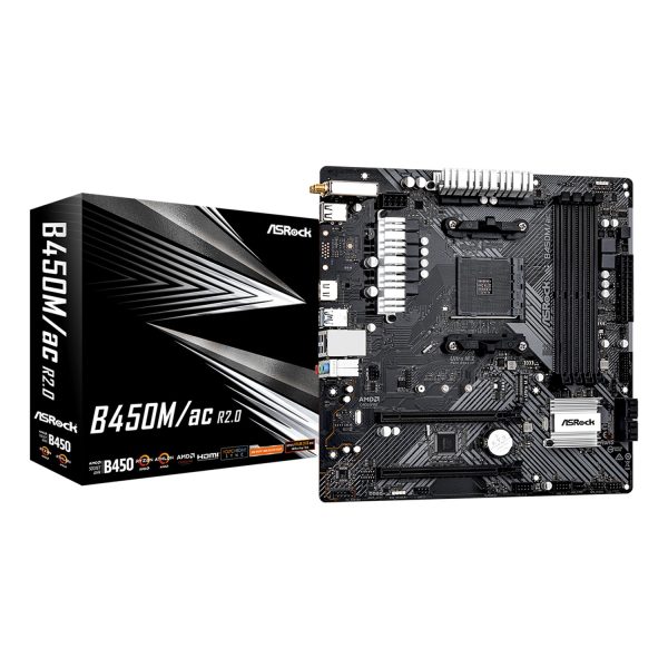 ASRock B450M/ac R2.0, AMD, Sockel AM4, AMD Ryzen 2000 Series, AMD Ryzen 3000 Series, AMD Ryzen 4000 Series, AMD Ryzen 5000 Series, Sockel AM4, DDR4-SDRAM, 128 GB