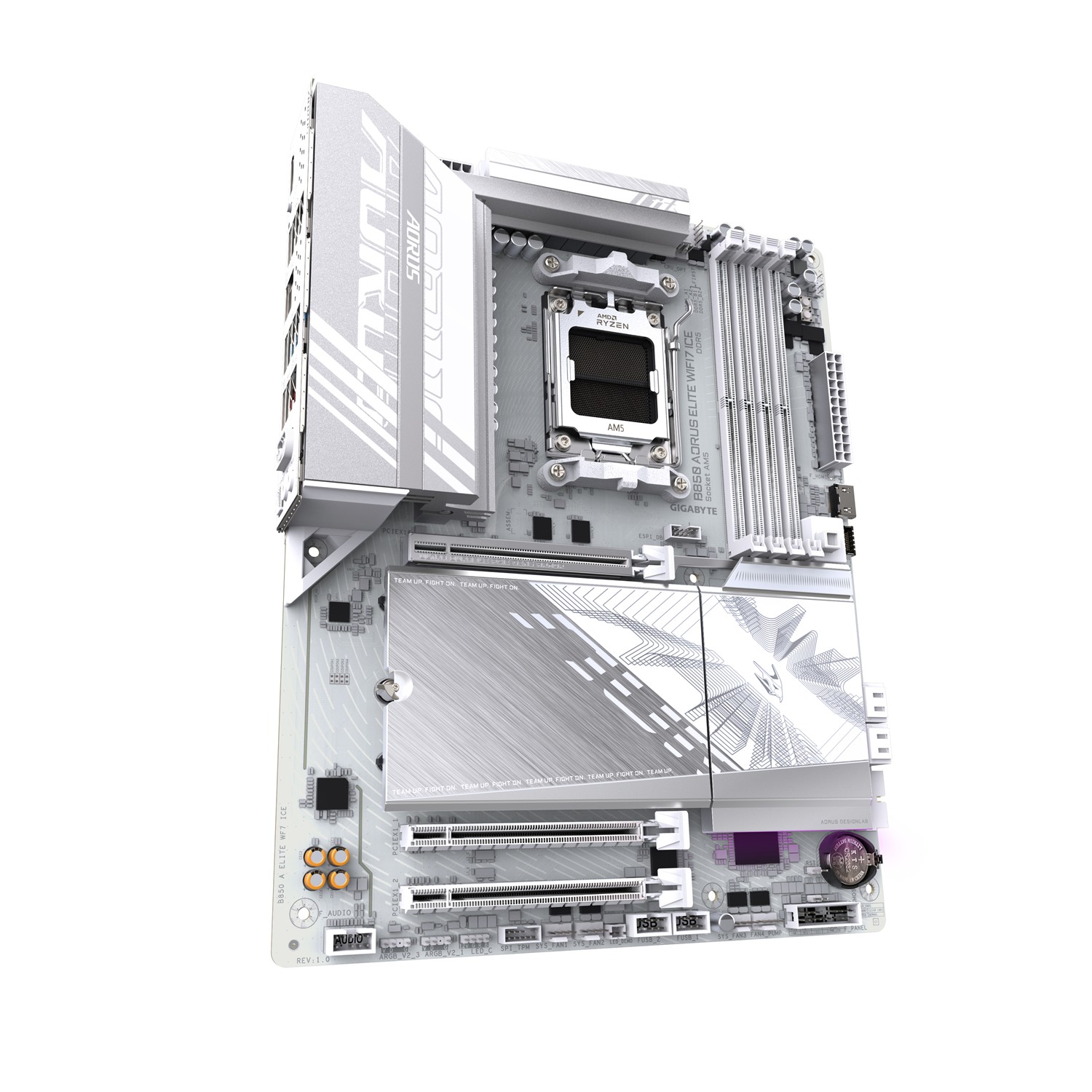 Zweites Bild vonGigabyte B850 AORUS ELITE WIFI7 ICE Motherboard - AMD Ryzen 9000 Serie CPUs, 12+2+1 Phasen digitales VRM, bis zu 8200MHz DDR5 (OC), 1xPCIe 5.0 + 2xPCIe 4.0 M.2, 2,5 LAN, WIFI 7, USB 3.2 Gen 2x2, AMD, Sockel AM5, AMD Ryzen 7000 Series, AMD Ryzen 8000 Serie