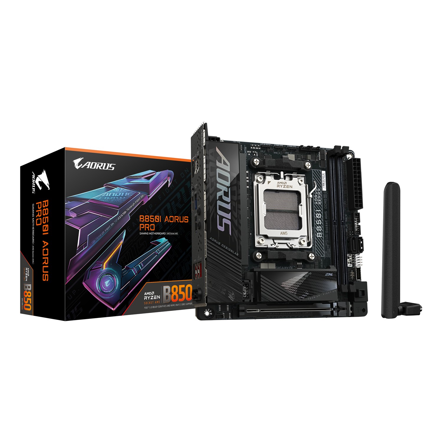 Gigabyte B850I AORUS PRO Motherboard - Unterstützt AMD Ryzen 9000 Serie CPUs, 8+2+1 Phasen Digital-VRM, bis zu 8400MHz DDR5 (OC), 1xPCIe 5.0 + 1xPCIe 4.0 M.2, 2.5LAN, WIFI 7, USB 3.2 Gen 2, AMD, Sockel AM5, AMD Ryzen 7000 Series, AMD Ryzen 8000 Series, AM
