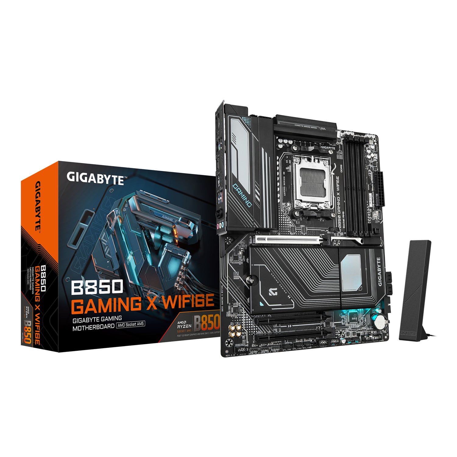 Gigabyte B850 GAMING X WIFI6E Motherboard - AMD Ryzen 9000 Serie CPUs, 12+2+2 Phasen digitales VRM, bis zu 8200MHz DDR5 (OC), 1xPCIe 5.0 + 2xPCIe 4.0 M.2, 2.5G LAN, WIFI 6E, USB 3.2 Gen 2x2, AMD, Sockel AM5, AMD Ryzen 7000 Series, AMD Ryzen 8000 Series, A