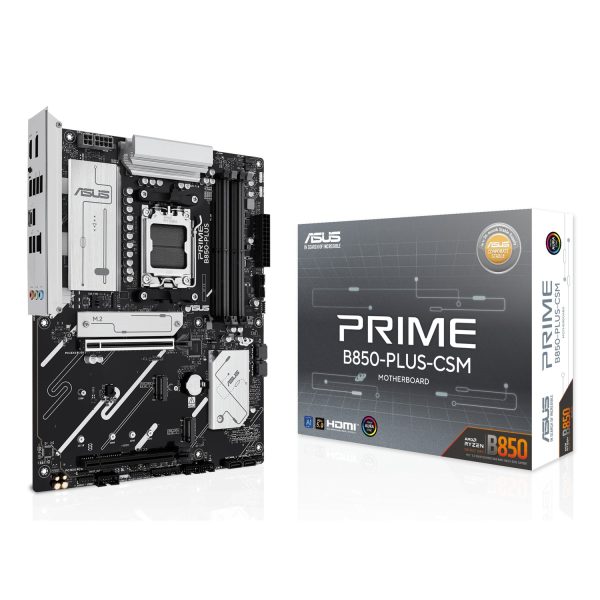 ASUS PRIME B850-PLUS-CSM, AMD, Sockel AM5, AMD Ryzen 7000 Series, AMD Ryzen 8000 Series, AMD Ryzen 9000 Series, DDR5-SDRAM, 256 GB, DIMM