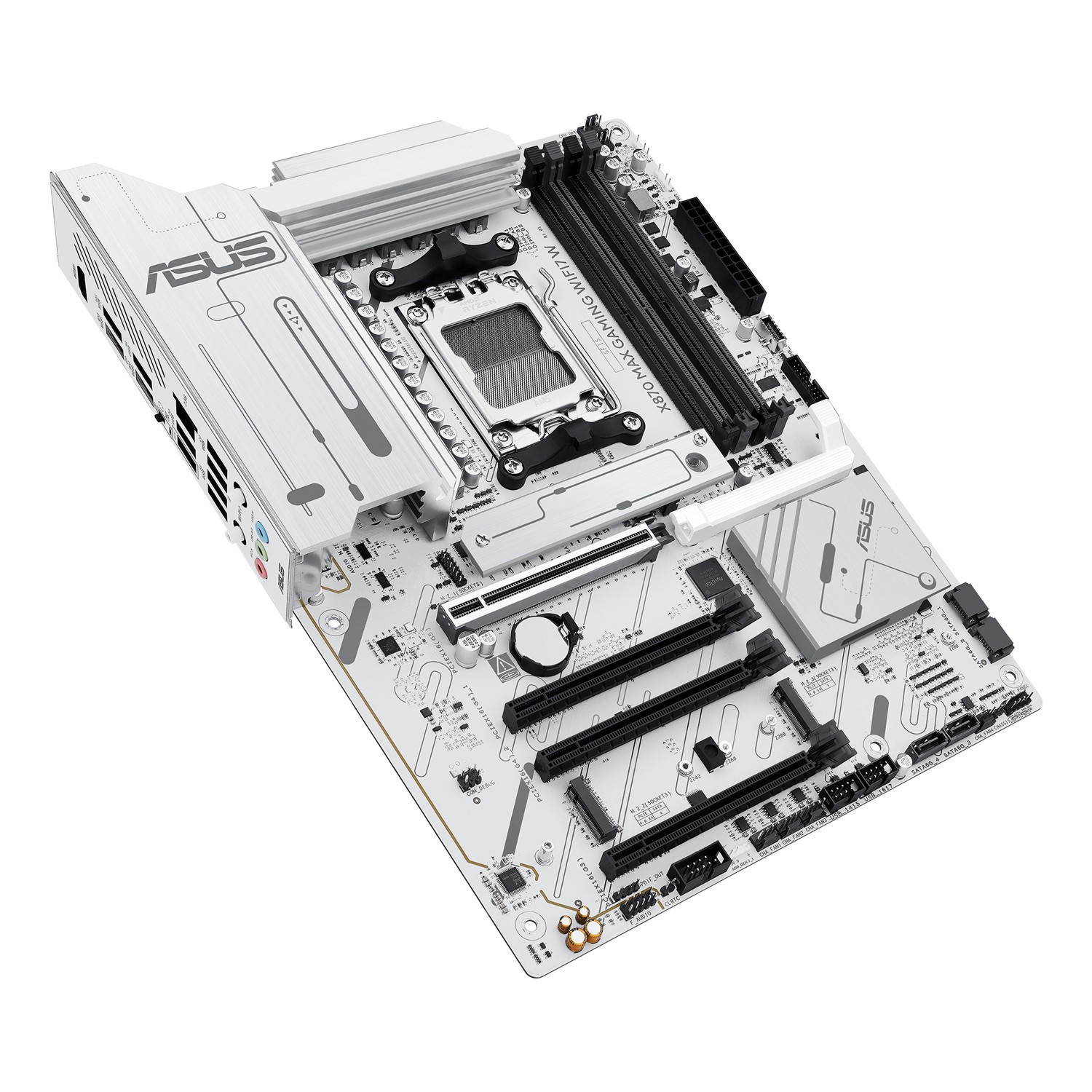 Zweites Bild vonASUS X870 MAX GAMING WIFI7 W, AMD, Sockel AM5, AMD Ryzen 7000 Series, AMD Ryzen 8000 Series, AMD Ryzen 9000 Series, Sockel AM5, DDR5-SDRAM, 256 GB