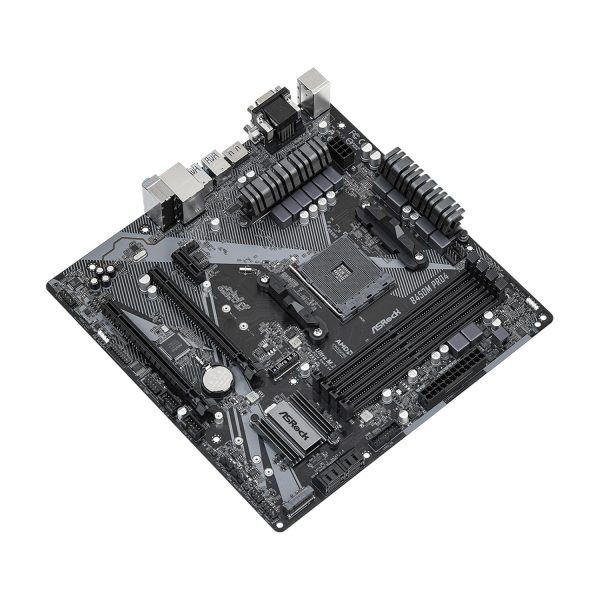 Zweites Bild vonASRock B450M Pro4 R2.0, AMD, Sockel AM4, AMD Ryzen™ 3, AMD Ryzen™ 5, AMD Ryzen™ 7, DDR4-SDRAM, 128 GB, DIMM