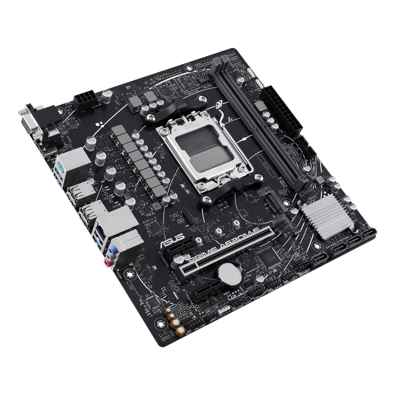 Zweites Bild vonASUS PRIME A620M-E-CSM, AMD, Sockel AM5, AMD Ryzen 7000 Series, Sockel AM5, DDR5-SDRAM, 96 GB