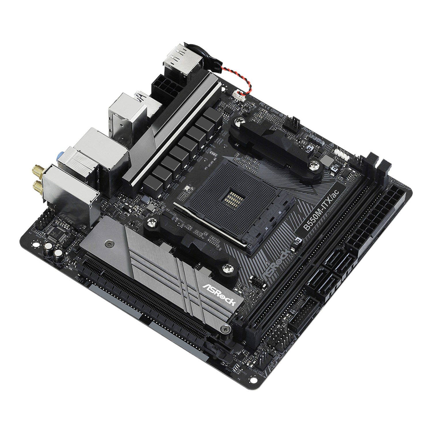 Zweites Bild vonASRock B550M-ITX/ac, AMD, Sockel AM4, AMD Ryzen 3000 Series, DDR4-SDRAM, 64 GB, DIMM