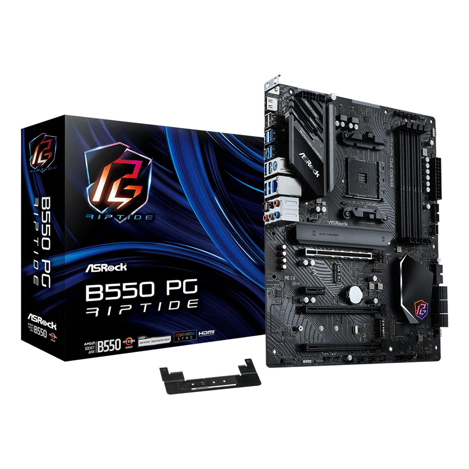 ASRock B550 PG Riptide, AMD, Sockel AM4, AMD Ryzen 3000 Series, AMD Ryzen 5000 Series, DDR4-SDRAM, 128 GB, DIMM
