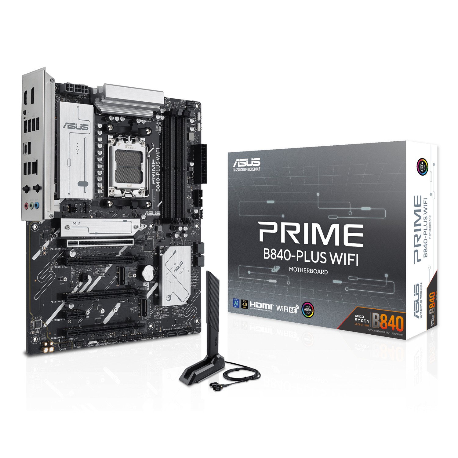 ASUS PRIME B840-PLUS WIFI, AMD, Sockel AM5, AMD Ryzen 7000 Series, AMD Ryzen 8000 Series, AMD Ryzen 9000 Series, Sockel AM5, DDR5-SDRAM, 192 GB