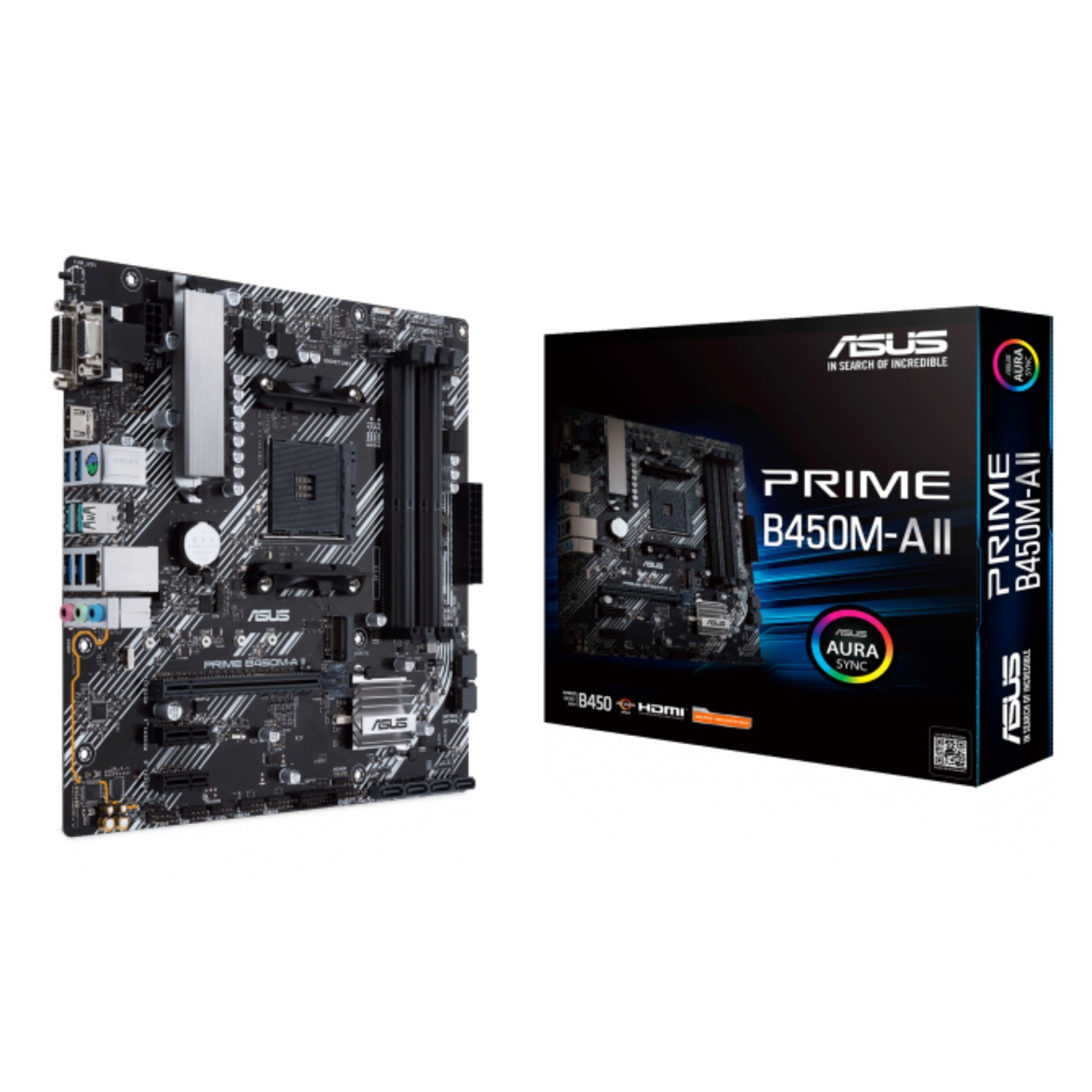 ASUS PRIME B450M-A II, AMD, Sockel AM4, AMD Ryzen 3000 Series, Sockel AM4, DDR4-SDRAM, 128 GB