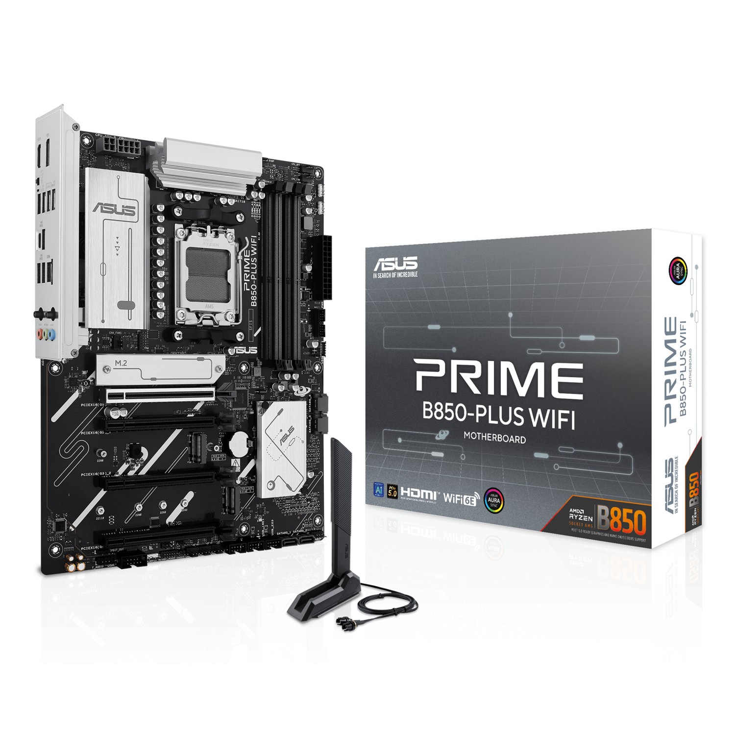 ASUS PRIME B850-PLUS WIFI, AMD, Sockel AM5, AMD Ryzen 7000 Series, AMD Ryzen 8000 Series, AMD Ryzen 9000 Series, DDR5-SDRAM, 256 GB, DIMM