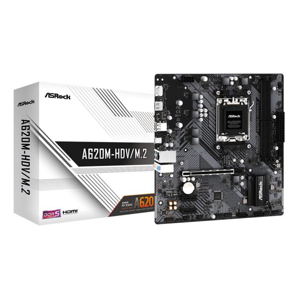 ASRock A620M-HDV/M.2, AMD, Sockel AM5, AMD Ryzen 7000 Series, DDR5-SDRAM, 96 GB, DIMM