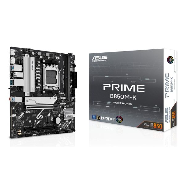 ASUS PRIME B850M-K, AMD, Sockel AM5, AMD Ryzen 7000 Series, AMD Ryzen 8000 Series, AMD Ryzen 9000 Series, Sockel AM5, DDR5-SDRAM, 128 GB