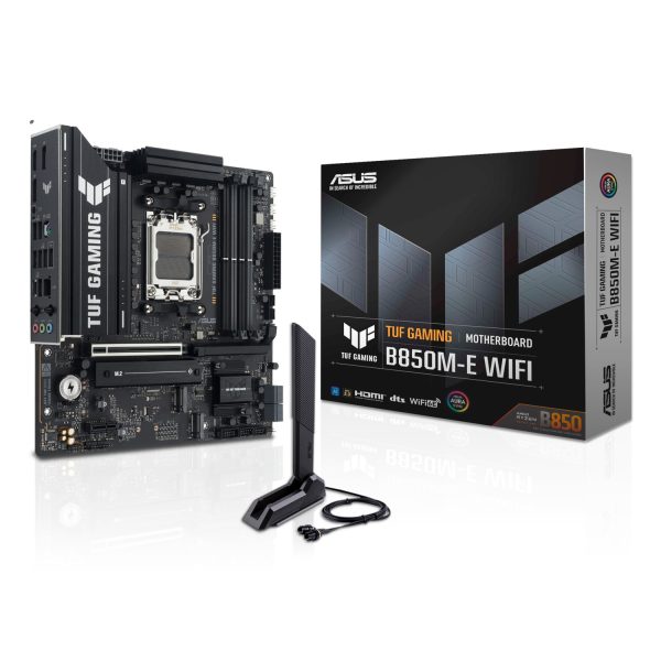 ASUS TUF GAMING B850M-E WIFI, AMD, Sockel AM5, AMD Ryzen 7000 Series, AMD Ryzen 8000 Series, AMD Ryzen 9000 Series, Sockel AM5, DDR5-SDRAM, 256 GB