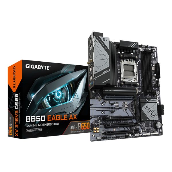 Gigabyte B650 EAGLE AX Mainboard - AMD Ryzen 9000er-Serie, 12+2+2 Phasen VRM, bis zu 7600 MHz DDR5 (OC), 1xPCIe 5.0 + 2xPCIe 4.0 M.2, GbE LAN, WIFI 6E, USB 3.2 Gen 2, AMD, Sockel AM5, AMD Ryzen 7000 Series, AMD Ryzen 8000 Series, AMD Ryzen 9000 Series, So