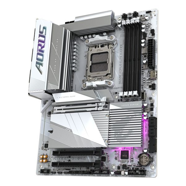 Zweites Bild vonGigabyte B650E AORUS ELITE X AX ICE Mainboard - AMD Ryzen 9000er-Serie, 12+2+2 Phasen VRM, bis zu 8000 MHz DDR5 (OC), 1xPCIe 5.0 + 2xPCIe 4.0 M.2, 2,5 GbE LAN, WIFI 6E, USB 3.2 Gen 2, AMD, Sockel AM5, AMD Ryzen 7000 Series, AMD Ryzen 8000 Series, AMD Ryze