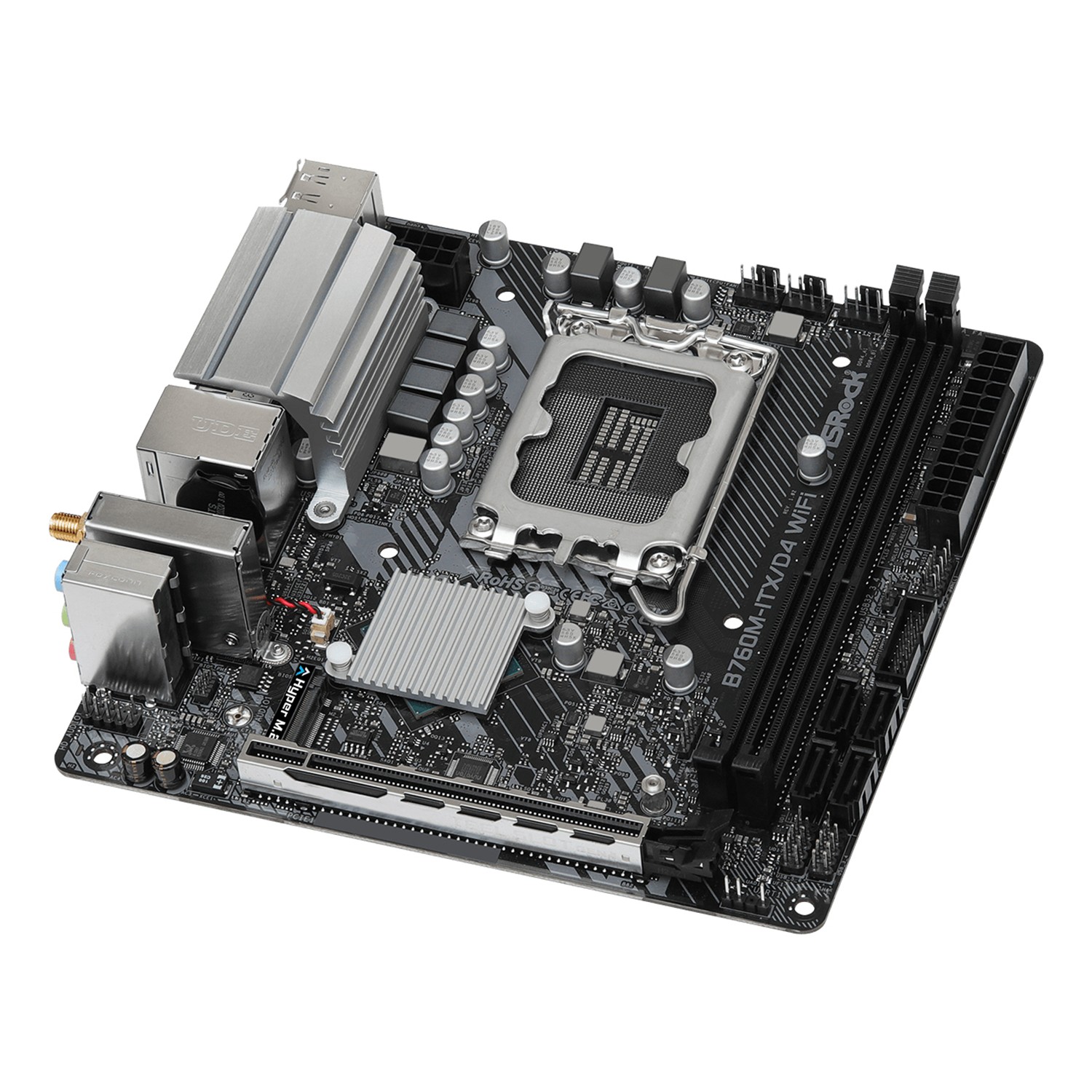 Zweites Bild vonASRock B760M-ITX/D4 WiFi, Intel, LGA 1700, Intel® Core™ i3, Intel® Core™ i5, Intel® Core™ i7, Intel® Core™ i9, DDR4-SDRAM, 64 GB, DIMM