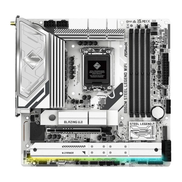 ASRock B860M Steel Legend WiFi, Intel, LGA 1851 (Socket V1), Intel Core Ultra (Series 2), DDR5-SDRAM, 256 GB, DIMM