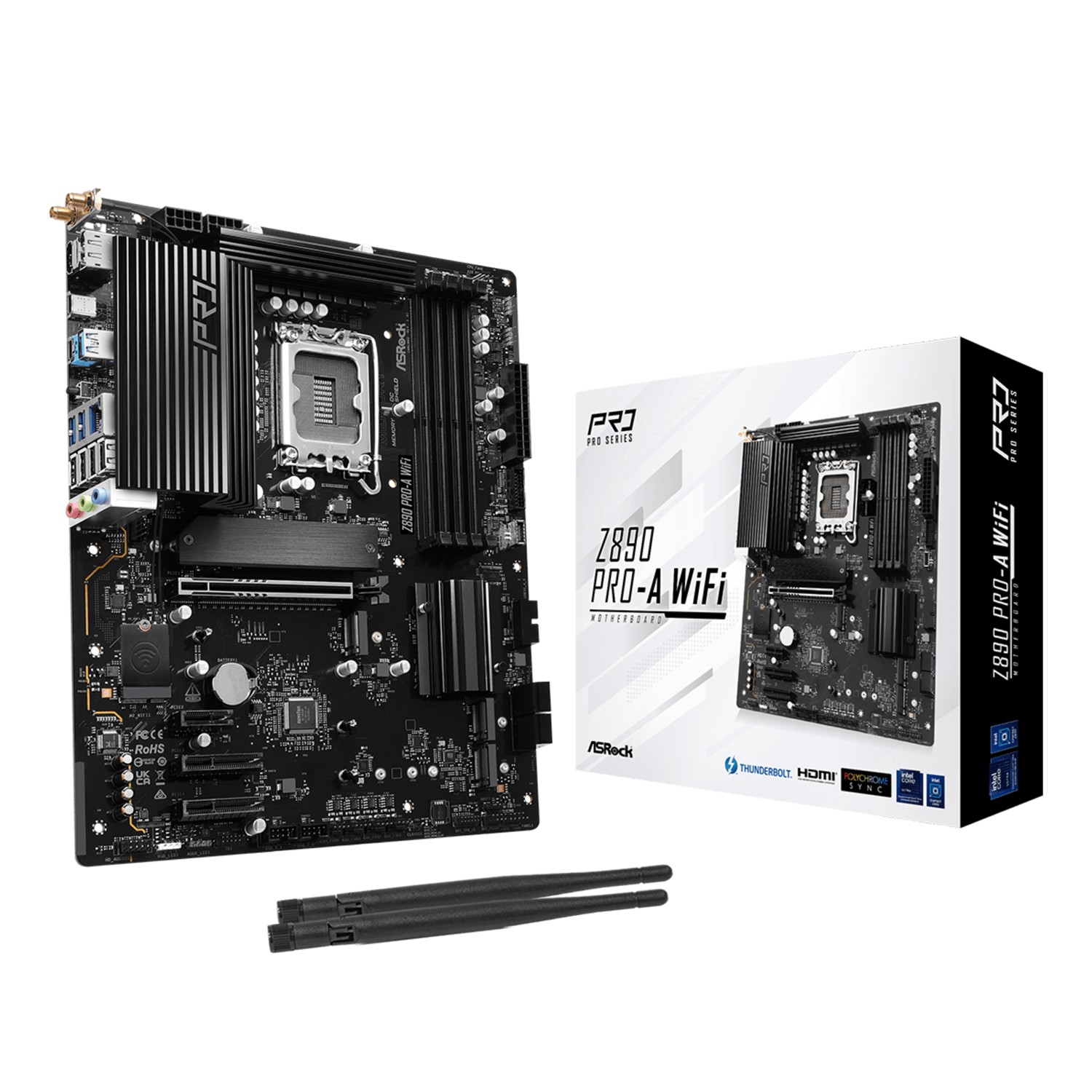 ASRock Z890 Pro-A WiFi, Intel, LGA 1851 (Socket V1), Intel Core Ultra (Series 2), LGA 1851, DDR5-SDRAM, 256 GB