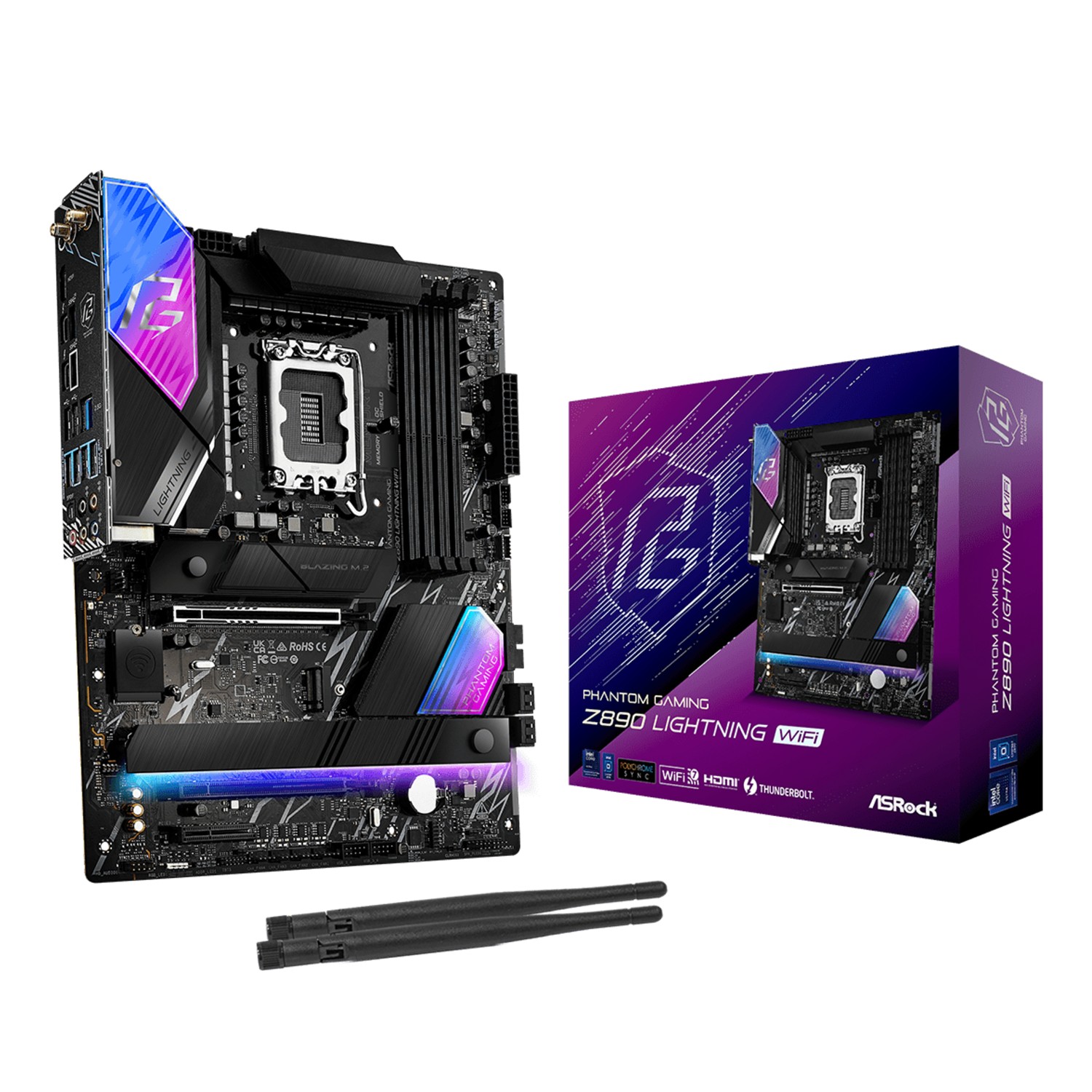 ASRock Z890 Lightning WiFi, Intel, LGA 1851 (Socket V1), Intel Core Ultra (Series 2), DDR5-SDRAM, 256 GB, DIMM