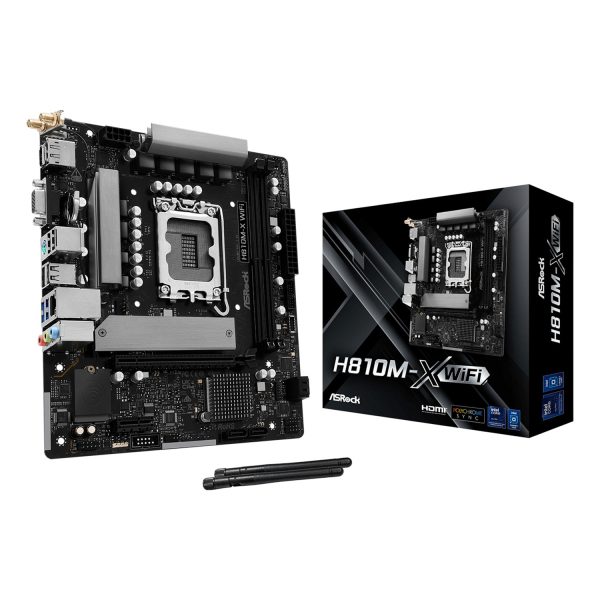 Zweites Bild vonASRock H810M-X WiFi, Intel, LGA 1851 (Socket V1), Intel Core Ultra (Series 2), DDR5-SDRAM, 128 GB, DIMM